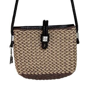 Vintage Brighton‎ Straw Leather Bag Boho Chic Coastal Cowgirl Braided Leather